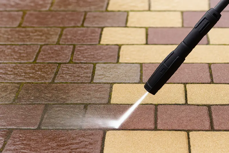 Profesjonalne czyszczenie kostki brukowej myjką ciśnieniową